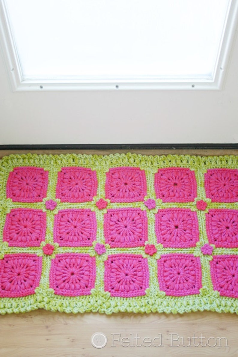 Crochet Pattern, Melon Berry Rug, Blanket image 1