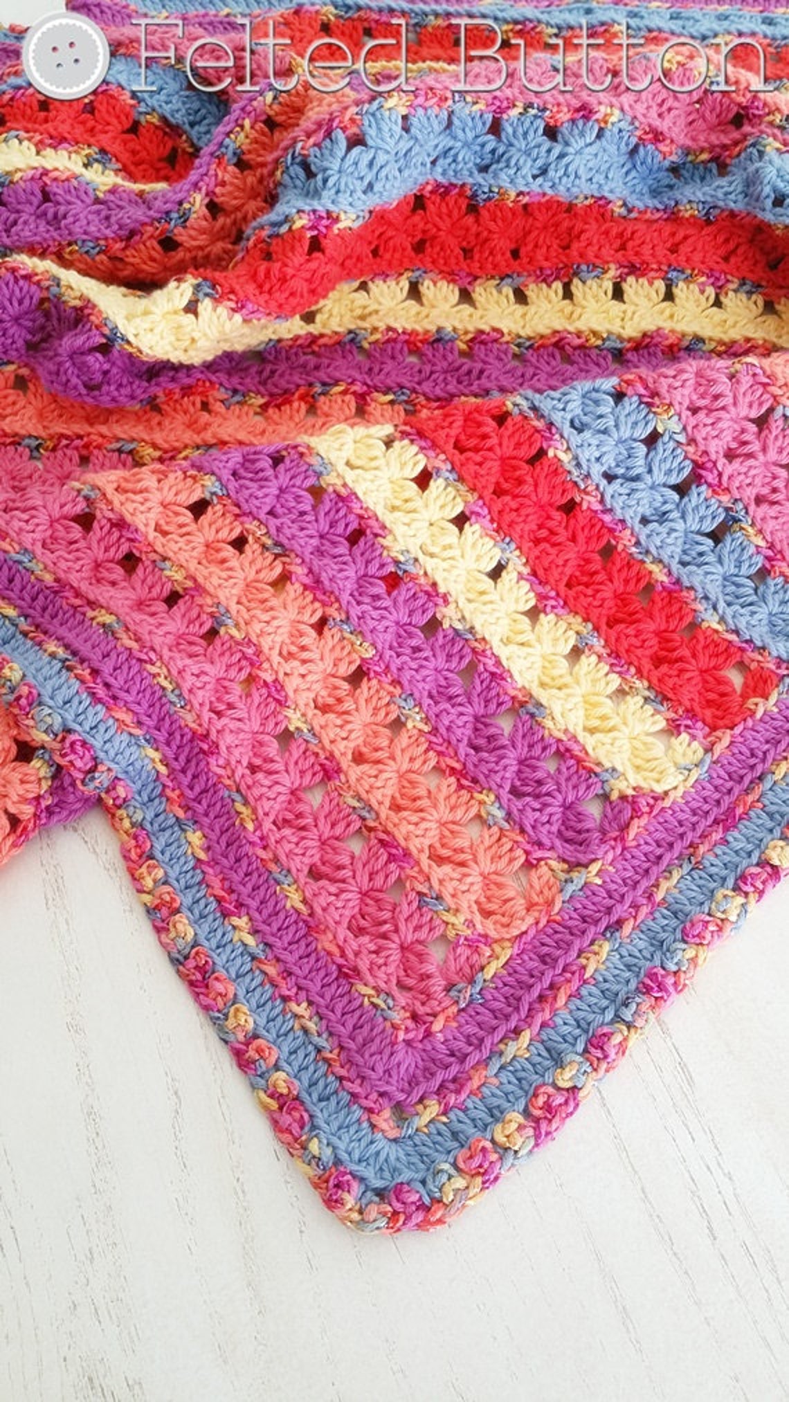 Crochet Pattern Rows of Posies Blanket Afghan Baby Throw Etsy