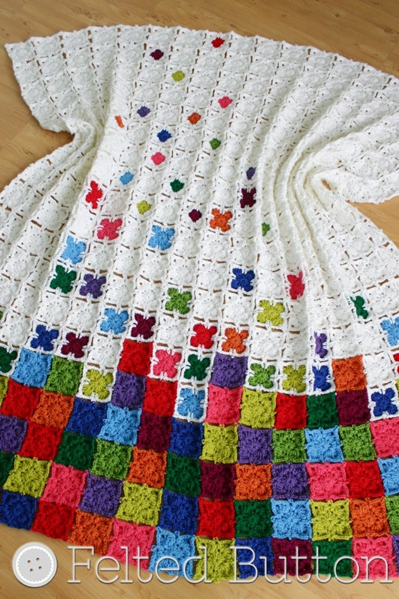 Crochet Pattern, Rainbow Sprinkles Blanket, Afghan, Throw image 5