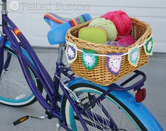 Patron au crochet, guirlande de panier de vélo, tenture murale, motifs