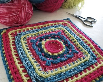 Crochet Pattern, Rinske Square, motif, granny square