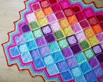 Crochet Pattern, Happy Harlequin Blanket, Afghan, Baby, Rainbow