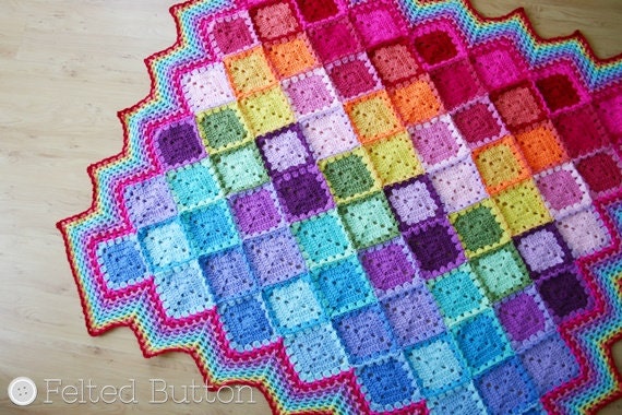 Crochet Pattern, Happy Harlequin Blanket, Afghan, Baby, Rainbow