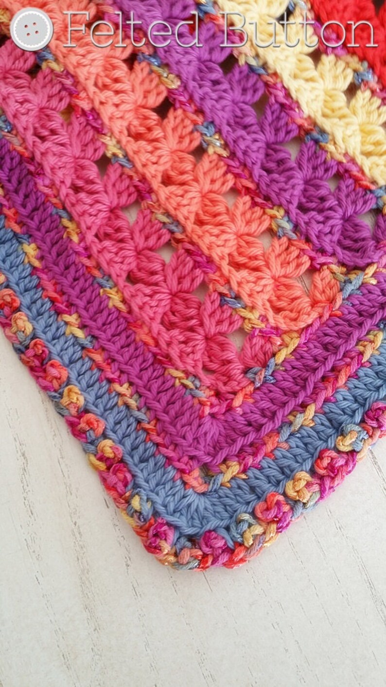 Crochet Pattern Rows of Posies Blanket Afghan Baby Throw Etsy