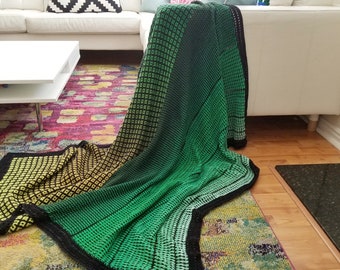 Wzór szydełkowy, koc Window to the Whirl, afgański, pled