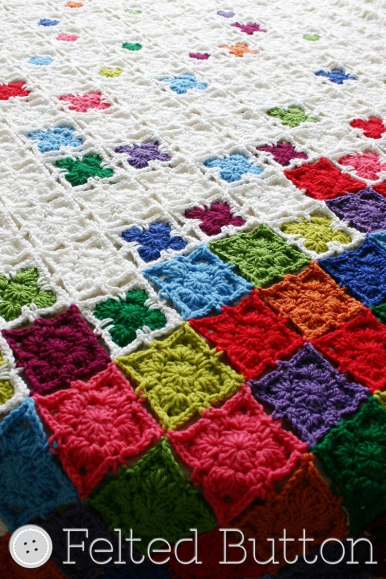 Crochet Pattern, Rainbow Sprinkles Blanket, Afghan, Throw image 2