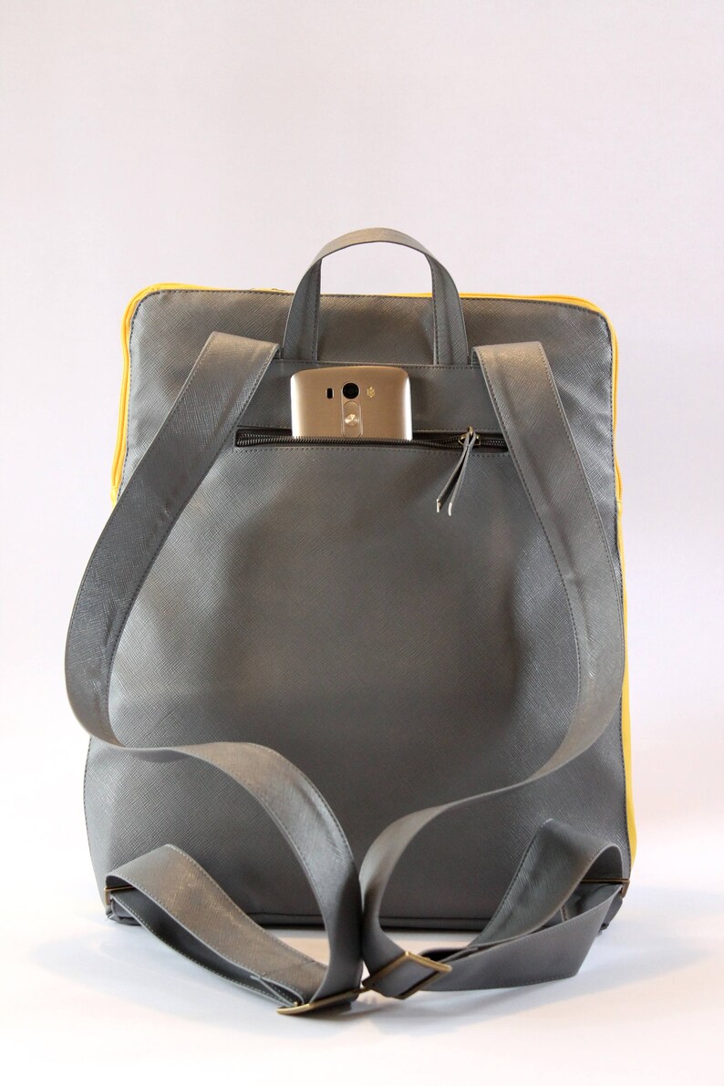 Gray Laptop Backpack Stylish Vegan Computer Bag Vegan Laptop Etsy