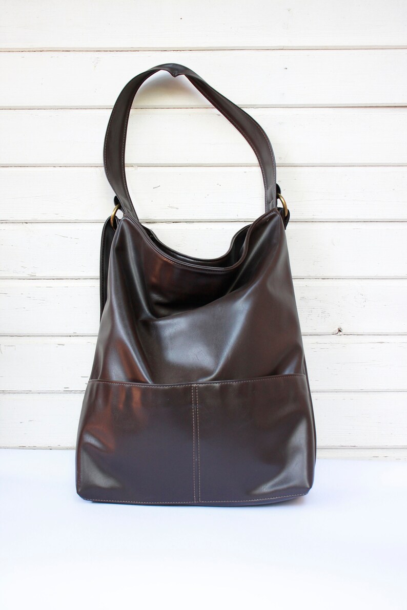 Brown Hobo Bag Vegan Crossbody Bag Brown Faux Leather Purse Etsy