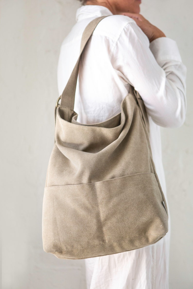 Canvas Hobo Bag Shoulder Bags For Women Vegan Bags Canvas Etsy