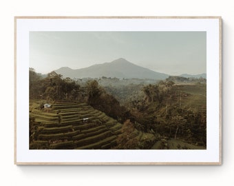 Vintage Tone Aerial Nature Photo, Mountain Wall Art, Rice field Art Print Photography, Nature Print, Digital Download Poster 090