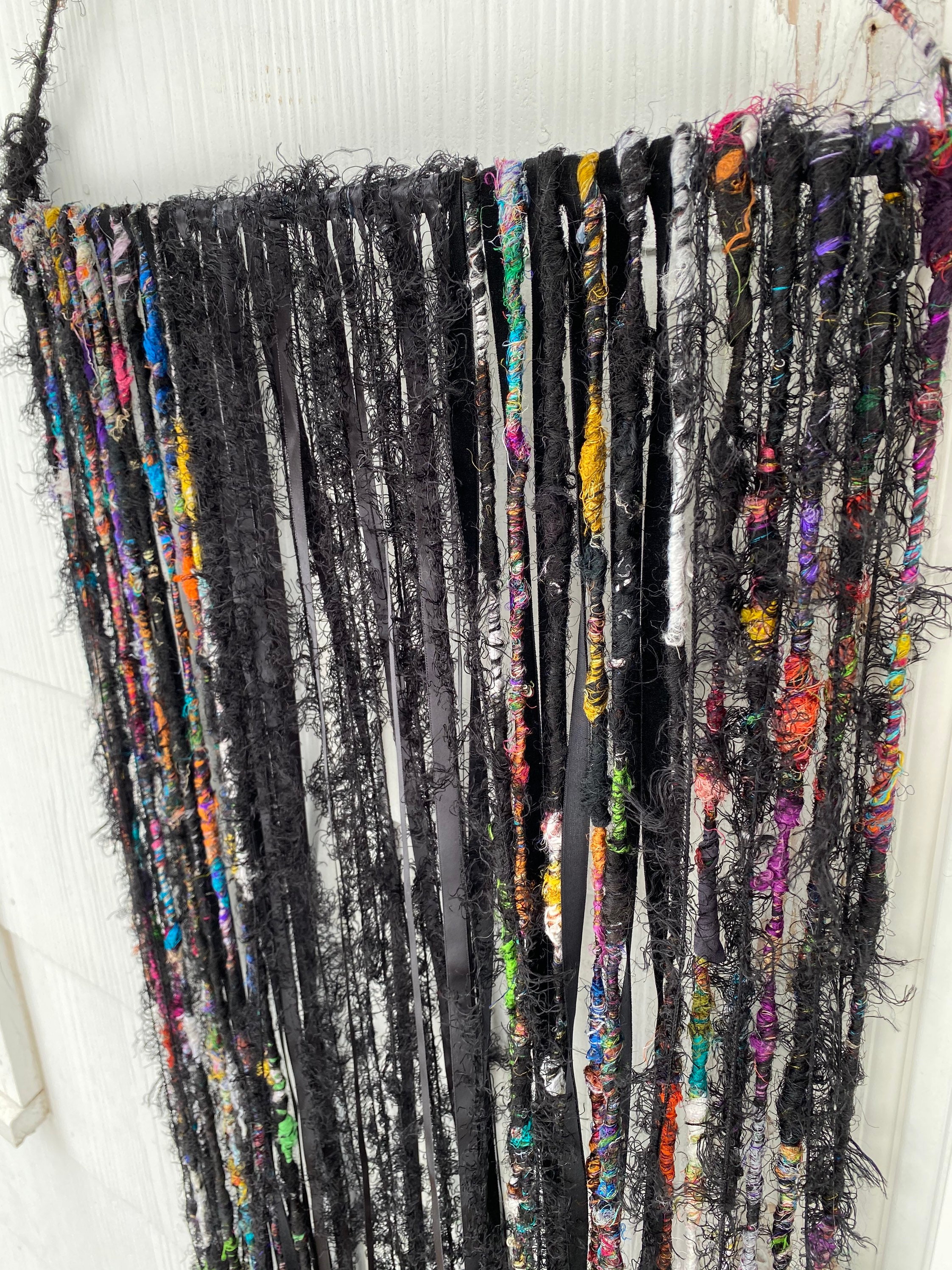 Jewel Silk/Black Wall Art/Sari Silk Art/Boho Wall Art Etsy