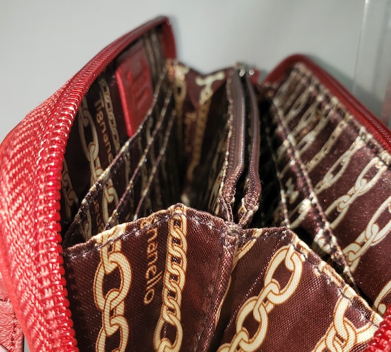 Tignanello Red Leather Zip Around Large Wallet Very Roomy Inside New Old Stock Free USA Shipping. Etsy