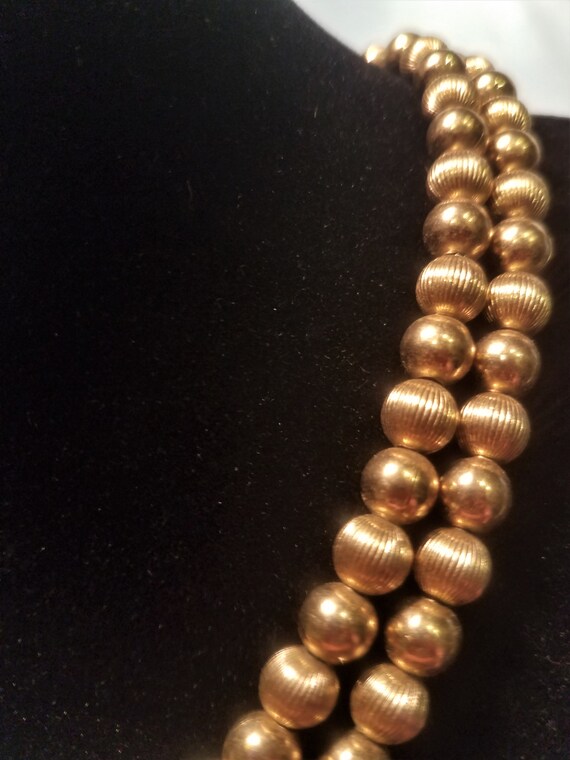 1960s Marvella Double Strand of Gold Beads Neckla… - image 3