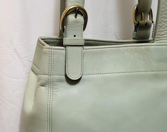バッグ Rare Vintage coach light green leather Vintage 1996 Coach Light Green Leather #4157 Handbag Double Straps