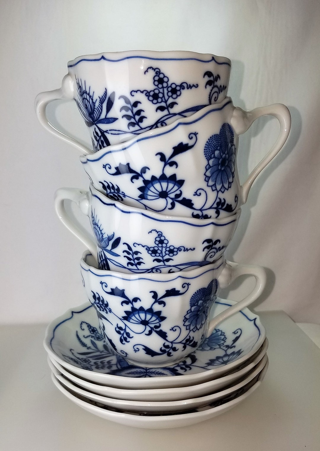 Blue Danube Blue Onion 4 Cup & 4 Saucer Set SETS of Four Mixed ...