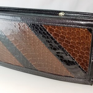Vintage 1980&#39;s St. Thomas Leather & Snakeskin Eyeglass Case Black and Browns Unused! FREE USA SHIPPING