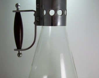 MCM Glass Teak Cork & Stainless Steel Danish Modern Coffee Carafe Water Wine Carafe Mid Century Modern On Sale!!!   FREE  USA Shipping!