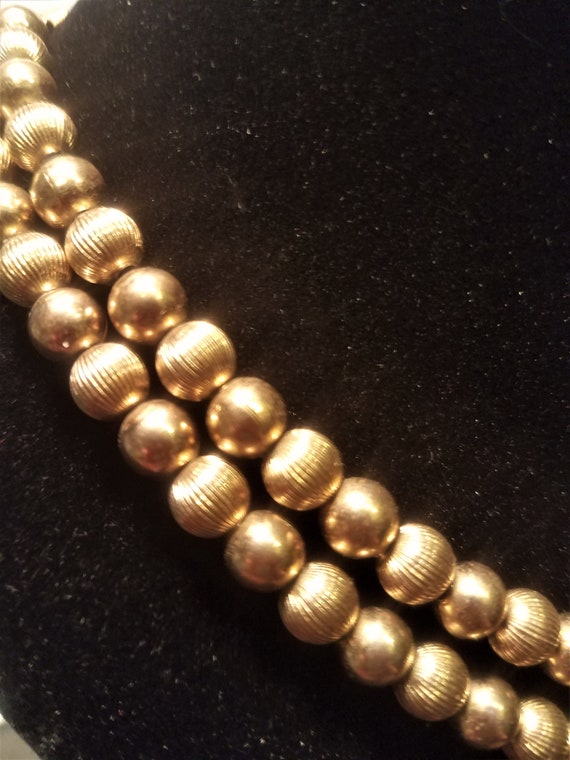 1960s Marvella Double Strand of Gold Beads Neckla… - image 4