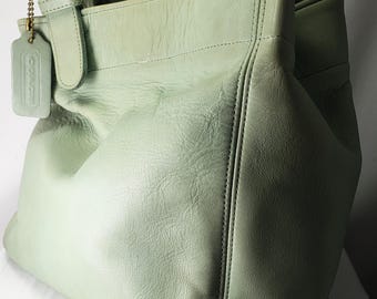Vintage Coach Light Green Leather #4157 Handbag Double