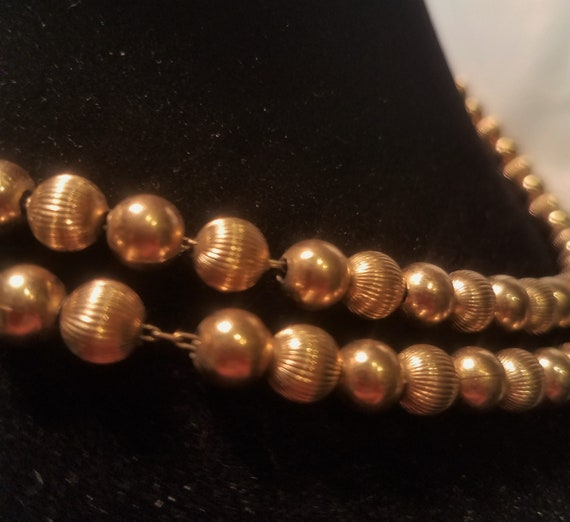 1960s Marvella Double Strand of Gold Beads Neckla… - image 7