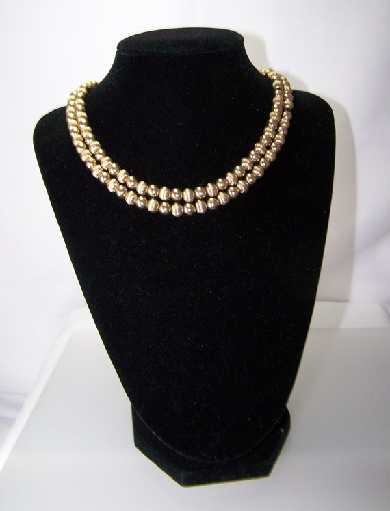 1960s Marvella Double Strand of Gold Beads Neckla… - image 2