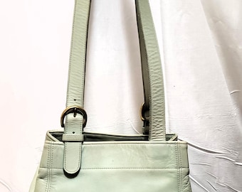 バッグ Rare Vintage coach light green leather Vintage 1996 Coach Light Green Leather #4157 Handbag Double Straps