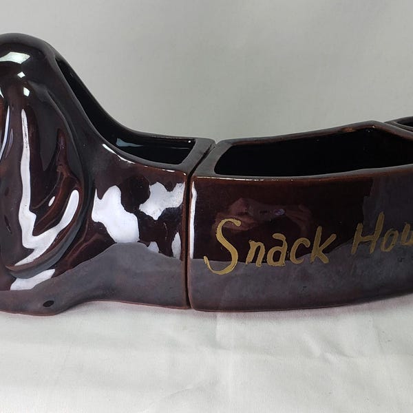 Juego de 3 piezas de cerámica vintage para perros salchicha, diseño de perro salchicha, envío gratuito a EE. UU.