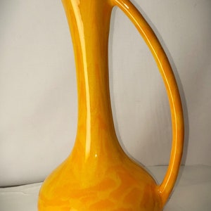 Vintage 60s MCM California Originals Pottery Vase or Pitcher Yellow with Label  Free USA Shipping