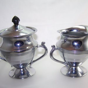 Chrome and Bakelite Creamer and Covered Sugar Bowl Art Deco 1930s Fabulous! FREE SHIPPING