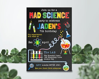 Mad Science Birthday Invitation - Gender Neutral Party - Instant Editable Download