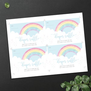 Pretty Rainbow Baby Shower Diaper Raffle Poster and Ticket Instant Editable Download image 2
