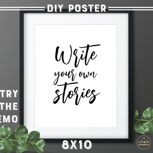 Create Your Own Typography Poster - Write Your Own Quotes - Template 8x10 - Brush Script Font - Instant Editable Download