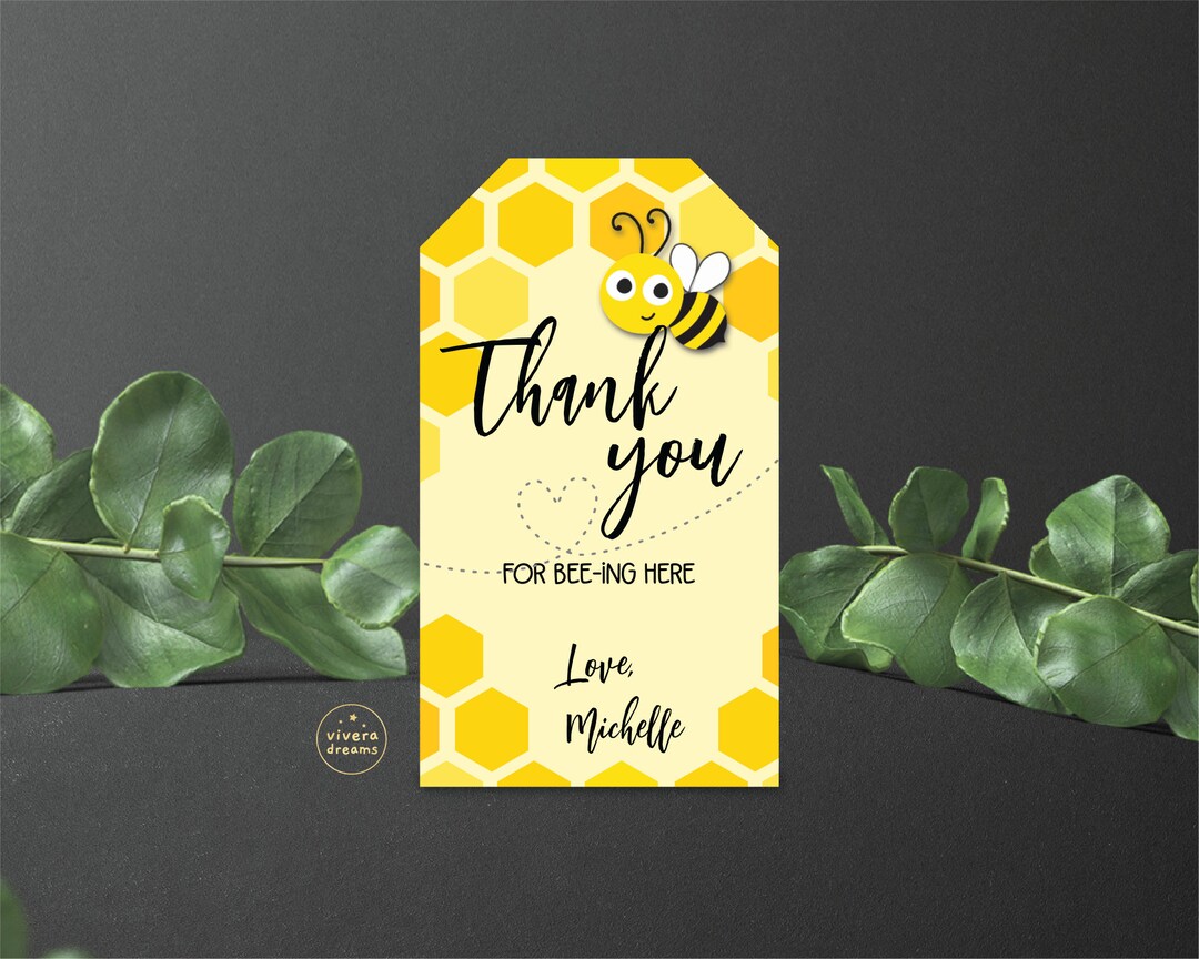 Honey Bee Printable Tag Thank You Tag First Bee Day - Etsy