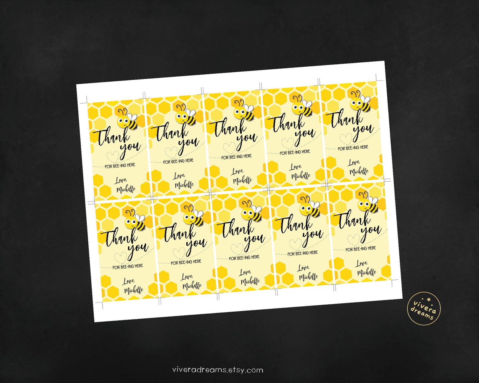Honey Bee Printable Tag Thank You Tag First Bee Day - Etsy