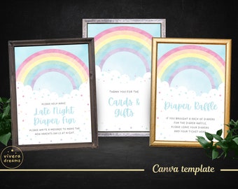 Pretty Pastel Rainbow Poster - DIY Template - Printed 8in x 10in - Instant Editable Download