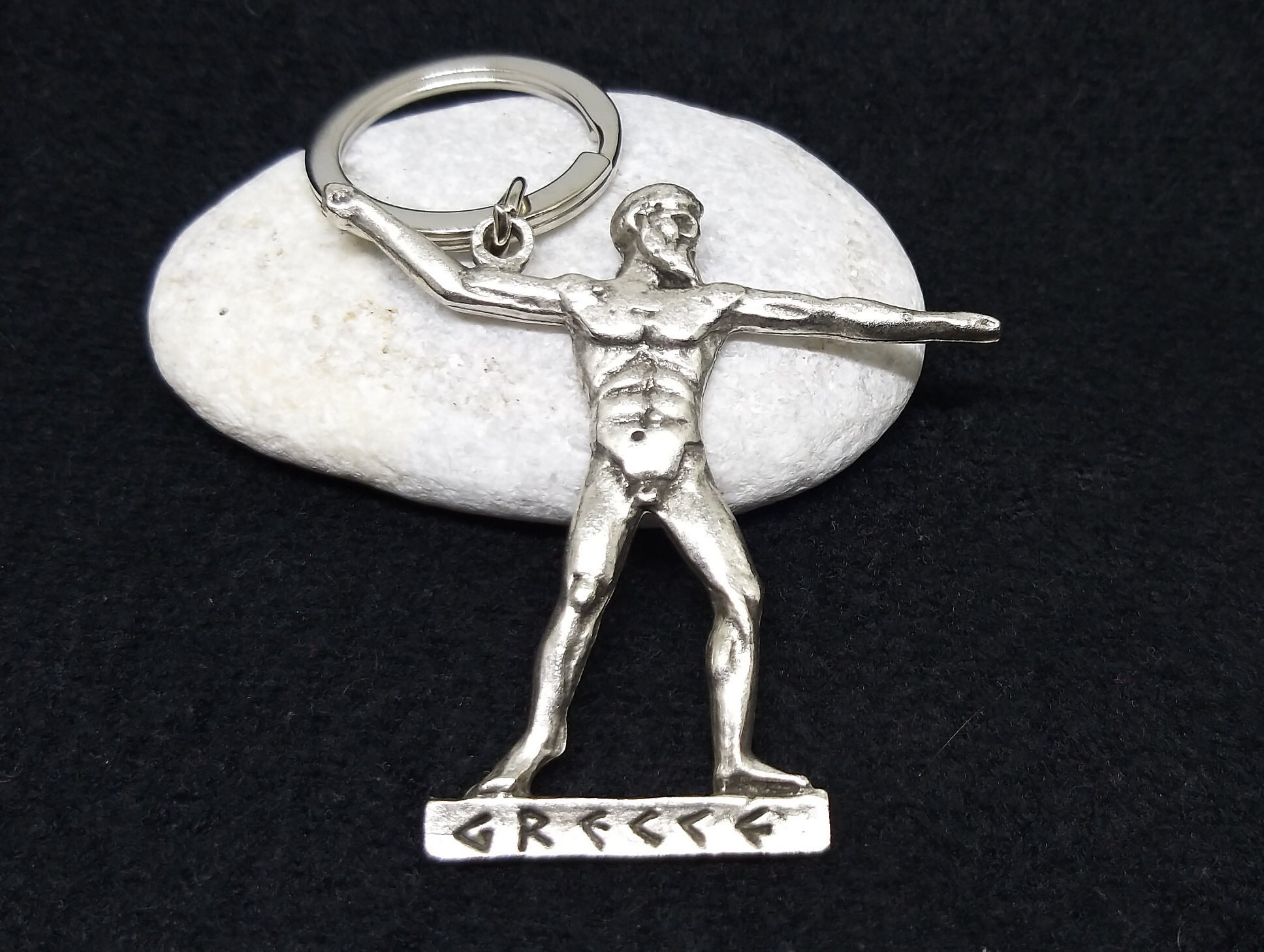 God Zeus Metal Keychain Greek Jewelry Greek God Zeus Statue Etsy