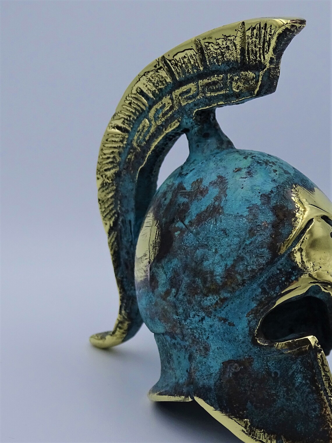 Replica Elmo Spartano In Bronzo - Grecia Antica Museo Stile 480 A.C. | Colore Verde/Oro - Foto 11