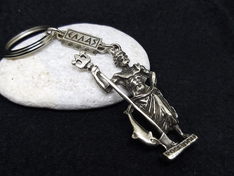 God Poseidon Keychain Neptune Statue Keychain Greek Etsy