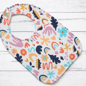 SALE || Baby Bib || Colouful Doodles || Fleece Backing || On Sale