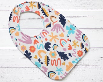 SALE || Baby Bib || Colouful Doodles || Fleece Backing || On Sale