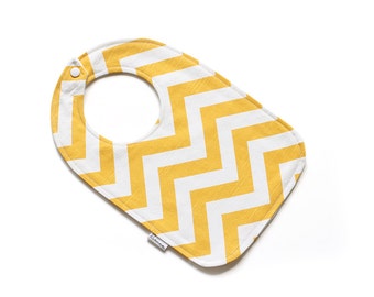 Baby Bib || Chevron Yellow || Fleece Backing