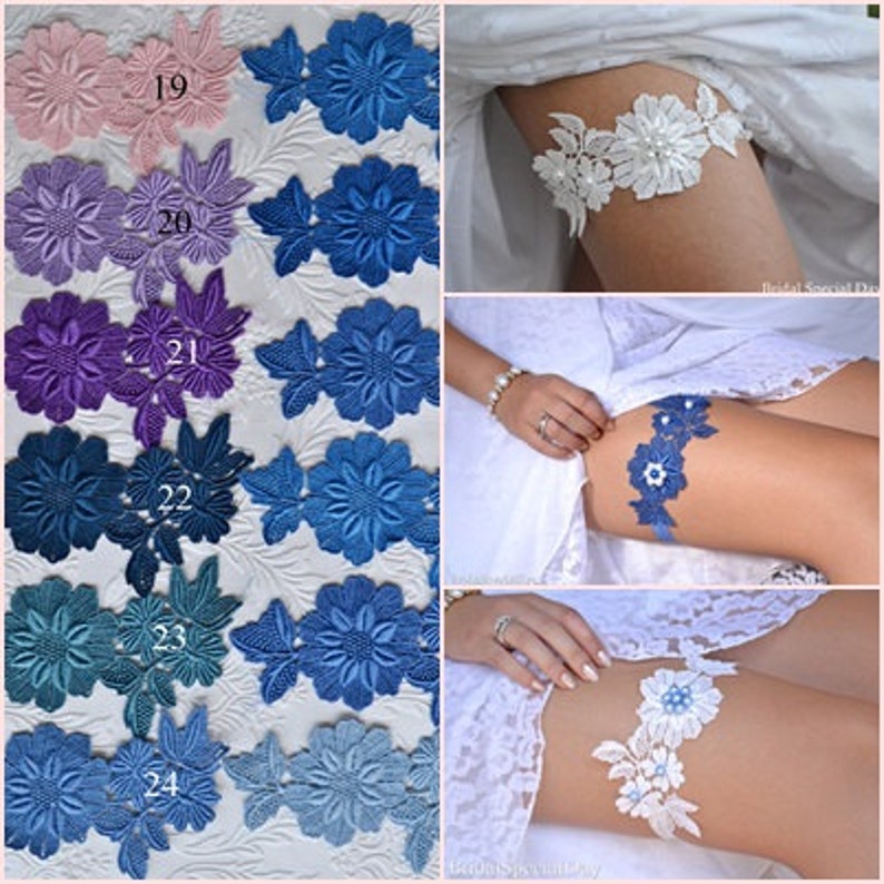 Color Lace Garter Set Lace Wedding Garter Handmade Bridal Color Bridal Garter Choose Your Color Wedding Garter Bridal Garter Set