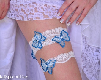 FLY WITH ME BLUE BUTTERFLY WEDDING BRIDE GARTER GARTERS FLY WITH ME BLUE BUTTERFLY WEDDING BRIDE GARTER GARTERS