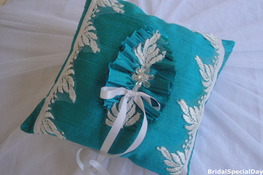 Turquoise Ring Pillow All Silk Ring Pillow Bearer for Wedding - Etsy
