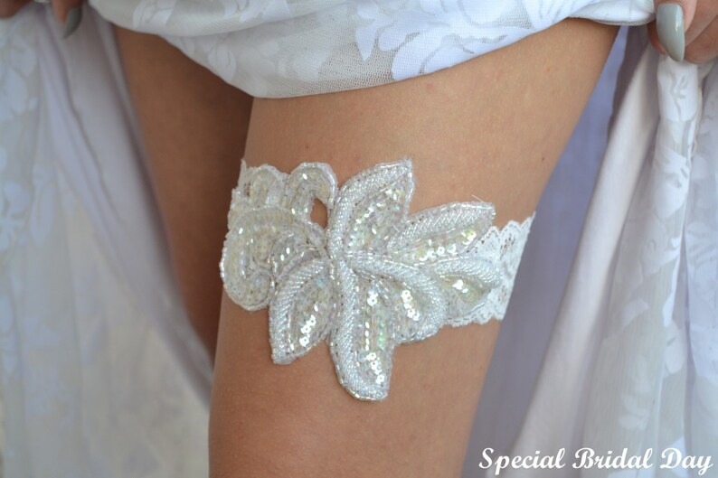 Sequins Garter Lace Wedding Garter Ivory Bridal Garter Wedding Garter Set Garters Ivory Bridal Garter Pearls Garter Handmade Garter