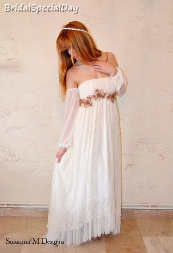 Sale Boho Wedding Dress Hippie Wedding Dress Alternative Etsy