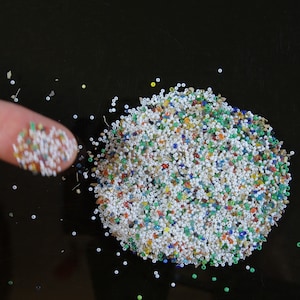 Vintage Italian Seed Beads: Opal, Cream, Green Glass Mix (10 Grams)