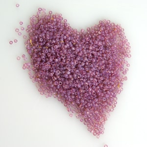 Size 12/0 Vintage French Deep Opal Purple-Pink non-Fading Seed Beads 10g Edwardian Downton Abbey