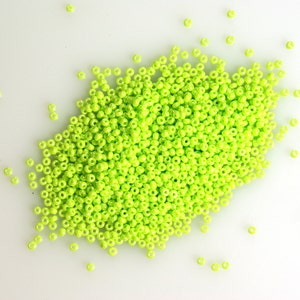 Size 12/0 Lime Luster Czech Seed Beads 10 Grams