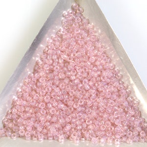 Size 11/0 Vintage French Baby Pink Non-Fading Translucent Seed Beads 10g Downton Abbey Gatsby